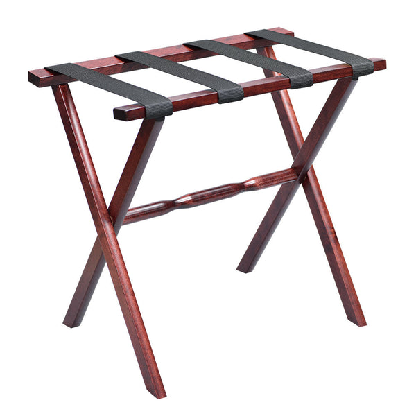 Rich Mahogany Straight Leg Wood Luggage Rack