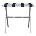 White Straight Leg Wood Luggage Rack Nylon Navy Straps