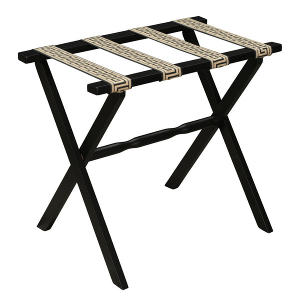 Black Straight Leg Wood Luggage Rack