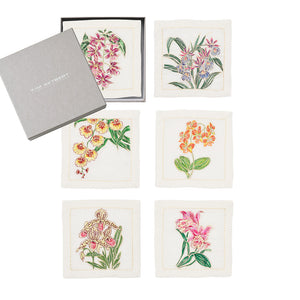 Orchid Cocktail Napkins in White & Multi