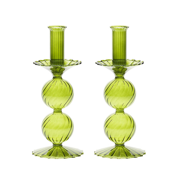 Bella Short Candle Holder in Olive