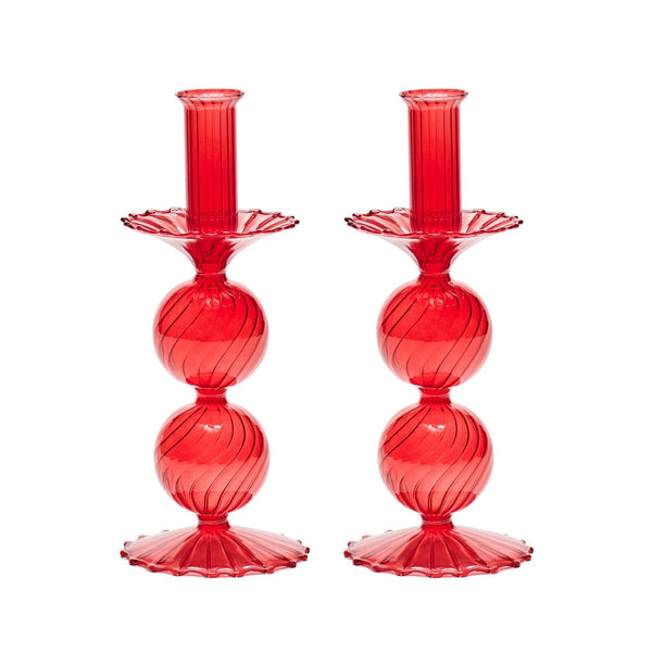 Bella Short Candle Holder in Red