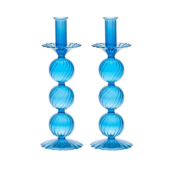 Iris Tall Candle Holder in Blue