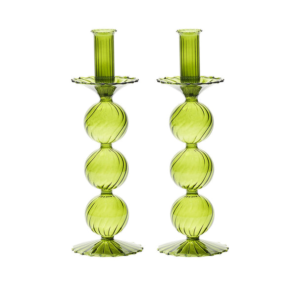 Iris Tall Candle Holder in Olive