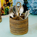 4 Section Woven Flatware Caddy