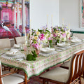 Mira Tablecloth in Green & Pink