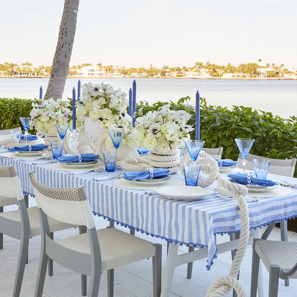 Linea Tablecloth in White & Blue