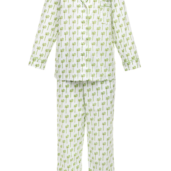 Grass Palm Trees Long Pajama Set