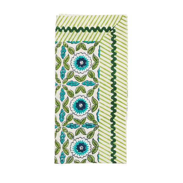 Majorelle Napkin in White, Blue & Green