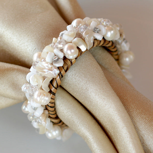 Crystal White Jeweled Napkin Ring