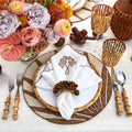 Royal Palm Napkin in White & Brown