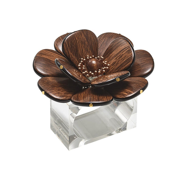 Begonia Napkin Ring in Brown & Gold