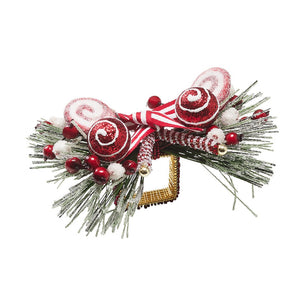 Holiday Twist Napkin Ring in White, Red & Green