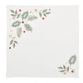 Holly and Sprig Napkin in White, Red & Green