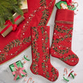 Holly and Sprig Stocking in Red, Green & Gold