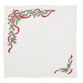 Merry and Bright Napkin in White, Red & Green