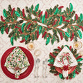 Merry and Bright Napkin in White, Red & Green