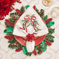 Merry and Bright Napkin in White, Red & Green