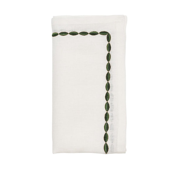 Swag Napkin in White, Green & Gold