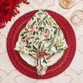 Winter Foliage Napkin in White, Red & Green