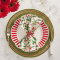 Winter Foliage Napkin in White, Red & Green