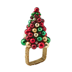 Xmas Baubles Napkin Ring in Red, Green & Gold