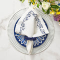 Ming Border Napkin in White & Navy