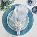 Watercolor Stripe Napkin in White, Blue & Gray