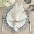 Fringe Napkin in White & Silver