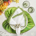 Shell Edge Napkin in White & Green