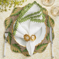 Shell Edge Napkin in White & Green