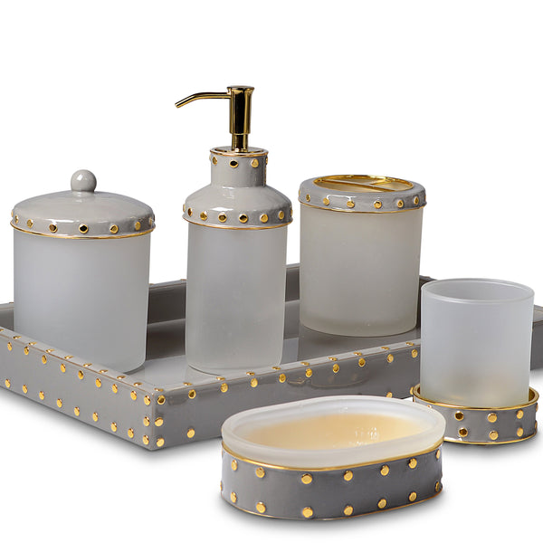 Aero Coffee Enamel Gold Trim Vanity Set