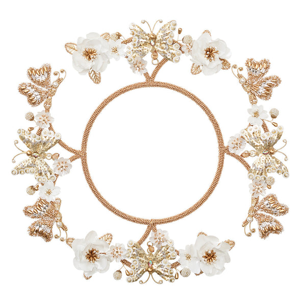 Papillon Charger in Ivory & Gold