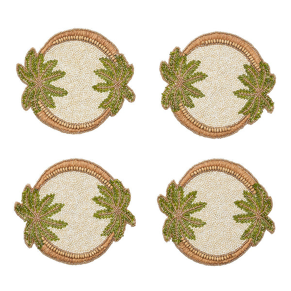 Oasis Coasters in Ivory, Green & Gold