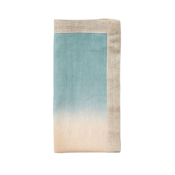 Dip Dye Napkin in Natural & Seafoam