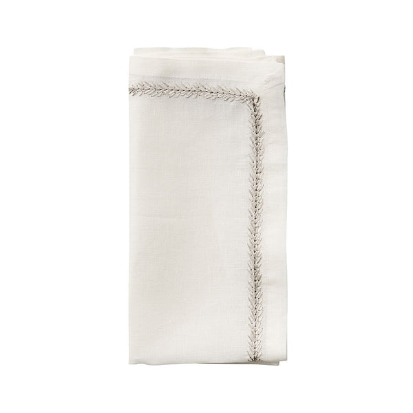 Jardin Napkin in White & Silver