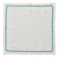 Jardin Napkins in White & Turquoise - Pioneer Linens