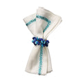 Jardin Napkins in White & Turquoise - Pioneer Linens