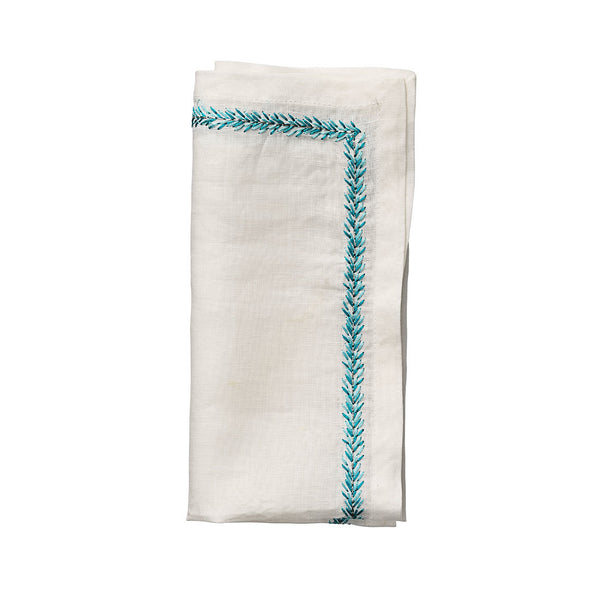 Jardin Napkins in White & Turquoise