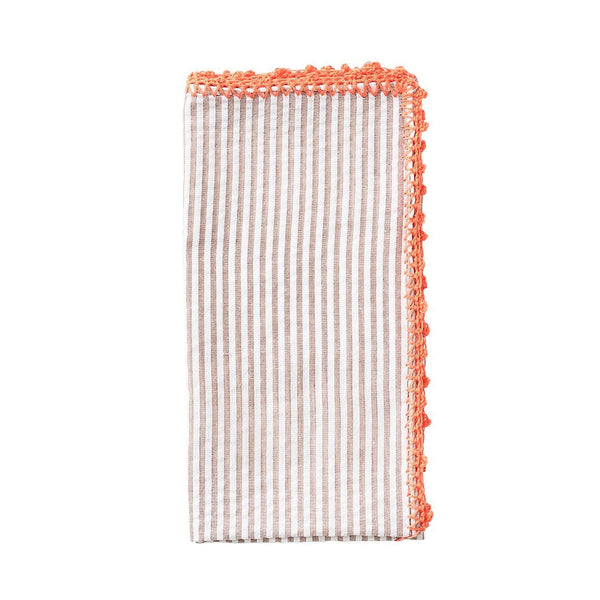 Seersucker Napkin in Natural & Orange