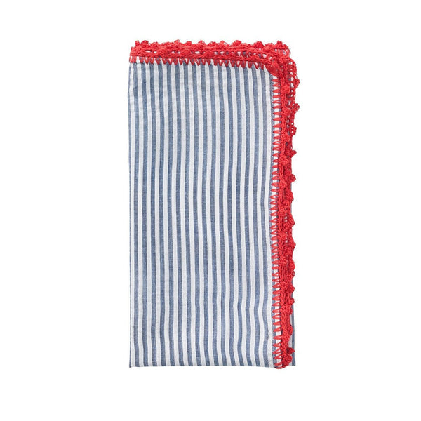 Seersucker Napkin in Navy & Red