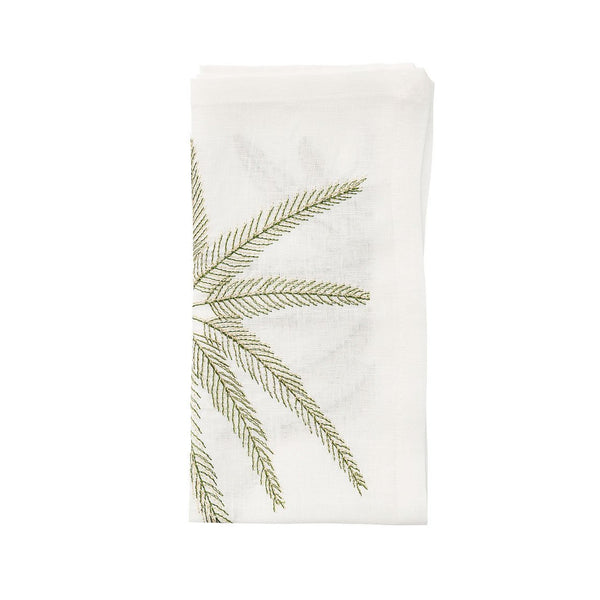 Palm Coast Napkin in White & Green & Gold