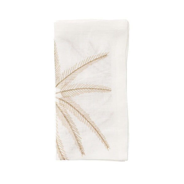 Palm Coast Napkin in White & Natural & Gold