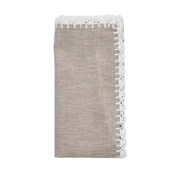 Shell Edge Napkin in Gray & White