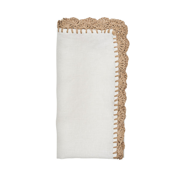 Shell Edge Napkin in White & Natural