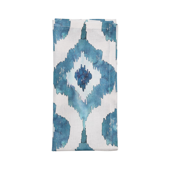 Watercolor Ikat Napkin in Blue