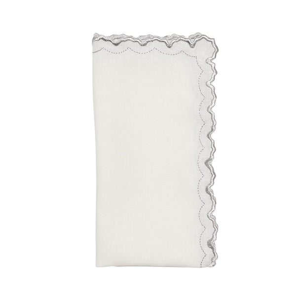 Arches Napkin in White & Silver