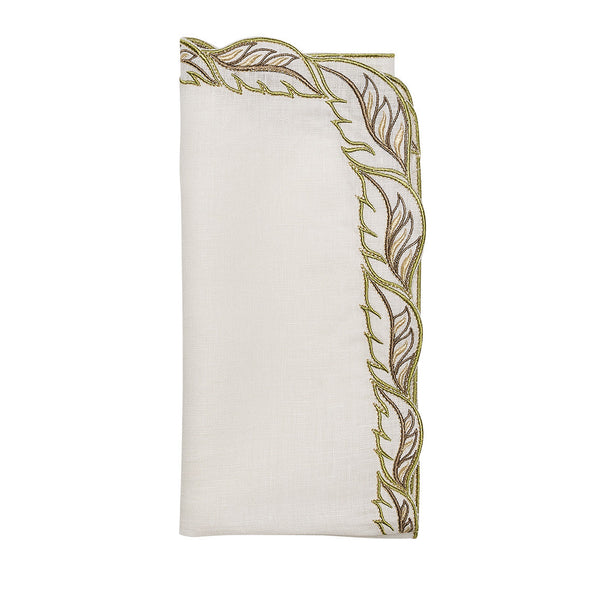 Winding Vines Napkin in White & Green