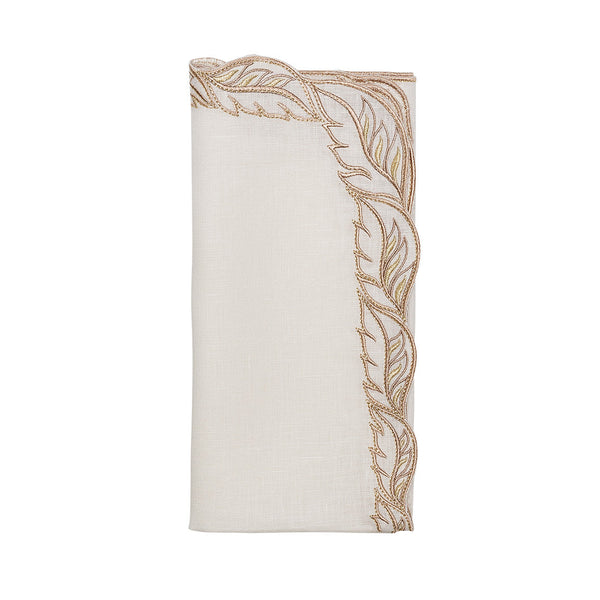 Winding Vines Napkin in White & Natural