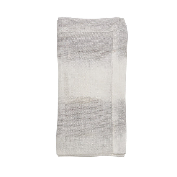 Watercolor Stripe Napkin in White & Gray